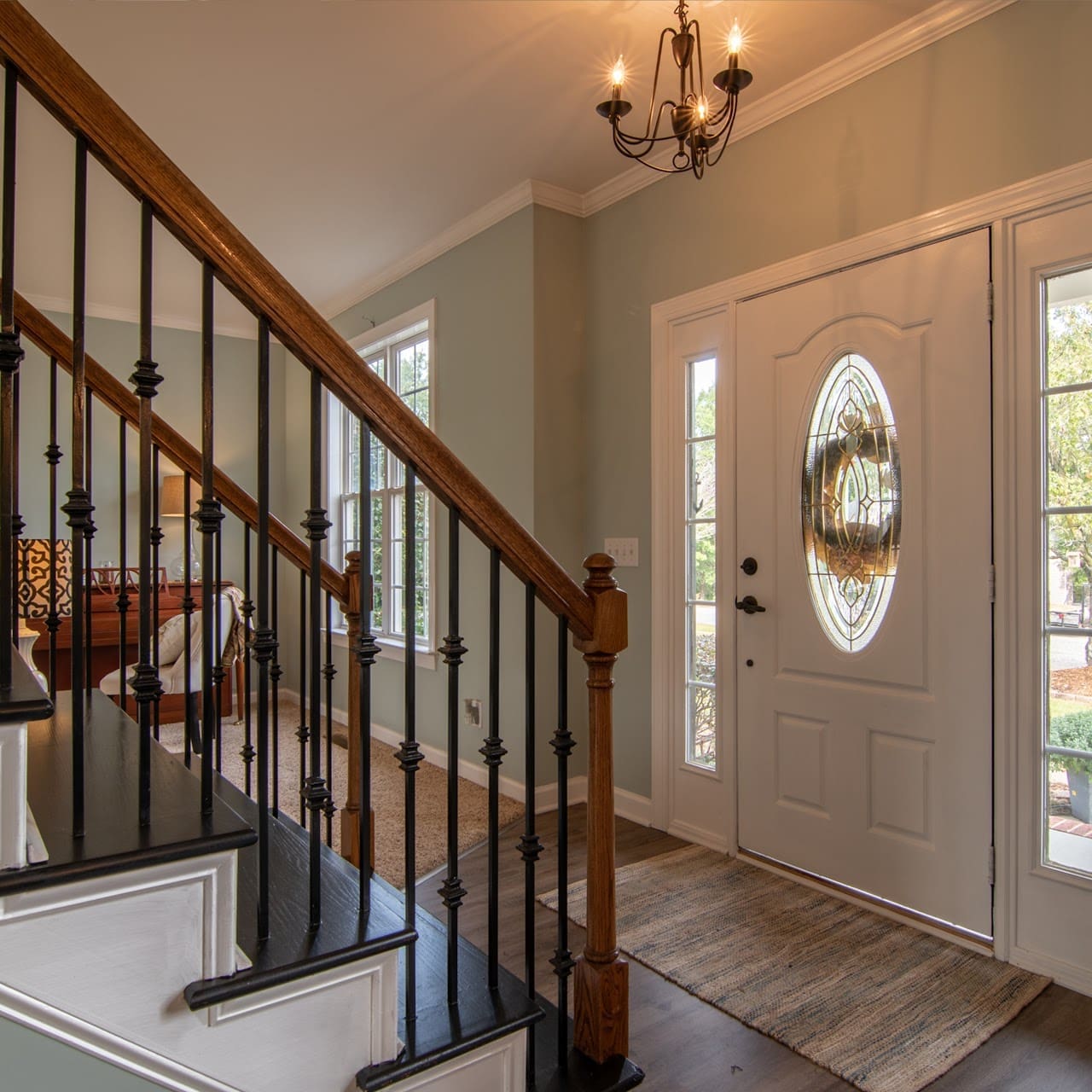 Fancy home entrance with stairs